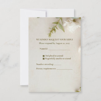 Cartão de RSVP de Casamento Jardim de Marfim Botân
