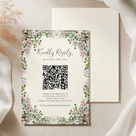 Cartão de RSVP de Casamento Jardim Elegante Rosa