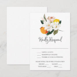 Cartão de RSVP de Casamento Magnolia Citrus
