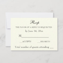 Cartão de RSVP de Casamento Marfim Clássico Elegan