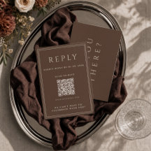 Cartão de RSVP de casamento marrom chocolate com C
