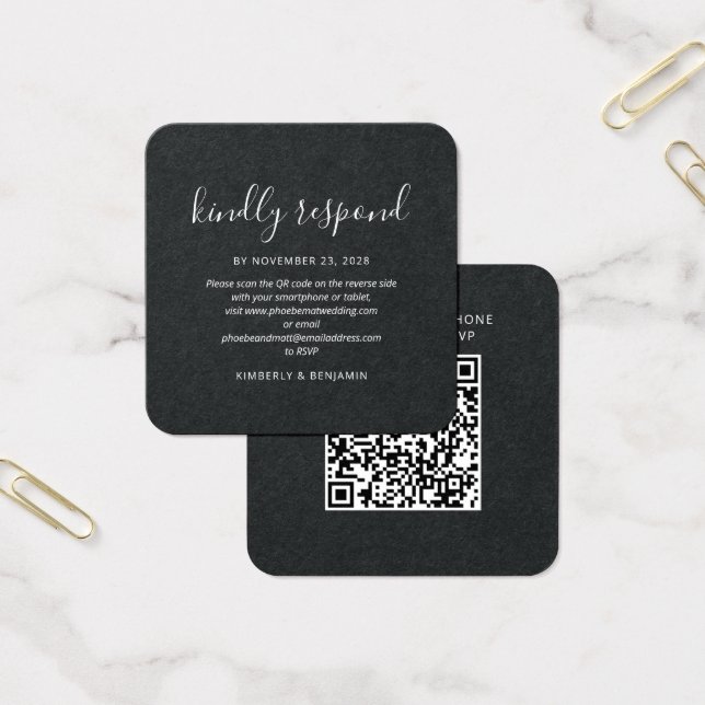 Cartão de RSVP de casamento mini com código QR de  (Escritótio)