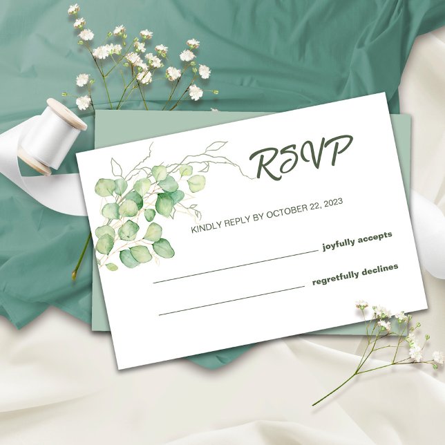 Cartão de RSVP de Casamento Minimalista com Aquare (Criador carregado)