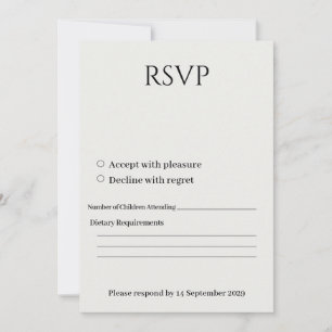 Cartão de RSVP de Casamento Minimalista com Requis