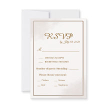 Cartão de RSVP de Casamento Minimalista Dourado