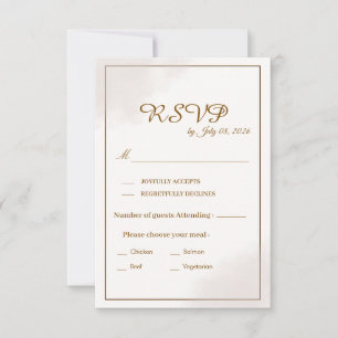Cartão de RSVP de Casamento Minimalista Dourado