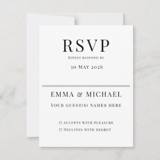 Cartão de RSVP de Casamento Minimalista | Editável