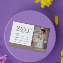Cartão de RSVP de Casamento Minimalista Moderno co