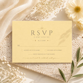 Cartão de RSVP de casamento moderno amarelo mantei