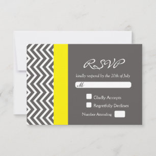 Cartão de RSVP de Casamento Moderno Chevron Cinza