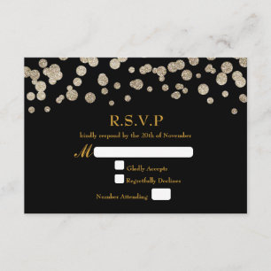 Cartão de RSVP de casamento moderno com brilho pre