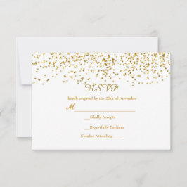 Cartão de RSVP de Casamento Moderno Confetes de Po
