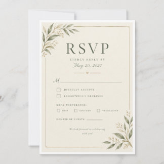 Cartão de RSVP de Casamento Moderno e Elegante | V