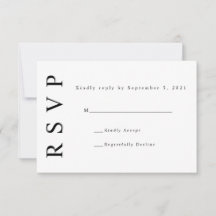 Cartão de RSVP de Casamento Monograma Preto e Bran