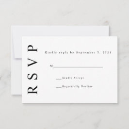Cartão de RSVP de Casamento Monograma Preto e Bran