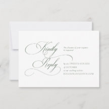 Cartão de RSVP de Casamento Monograma Verde Escuro