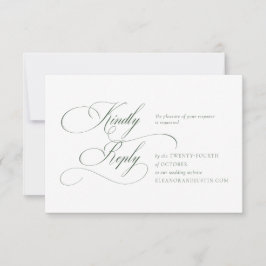 Cartão de RSVP de Casamento Monograma Verde Escuro