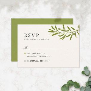 Cartão de RSVP de casamento Olive Branch Marfim