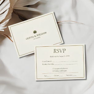 Cartão de RSVP de Casamento Palma de Marfim e Dour