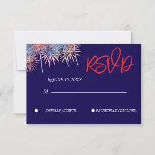Cartão de RSVP de Casamento Patriótico Elegante de