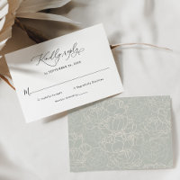 Cartão de RSVP de Casamento Preto e Branco Clássic