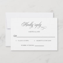 Cartão de RSVP de casamento preto e branco clássic