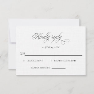 Cartão de RSVP de casamento preto e branco clássic