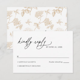 Cartão de RSVP de Casamento Preto e Branco Minimal