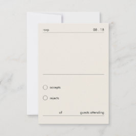 Cartão de RSVP de Casamento Preto e Marfim Minimal