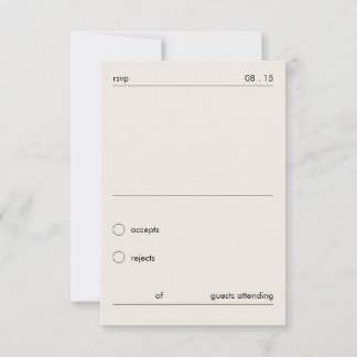 Cartão de RSVP de Casamento Preto e Marfim Minimal