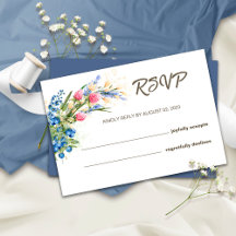 Cartão de RSVP de Casamento Rústico com Flores Sil