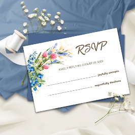 Cartão de RSVP de Casamento Rústico com Flores Sil
