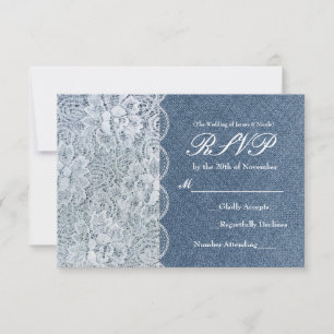 Cartão de RSVP de Casamento Rústico Romântico Deni