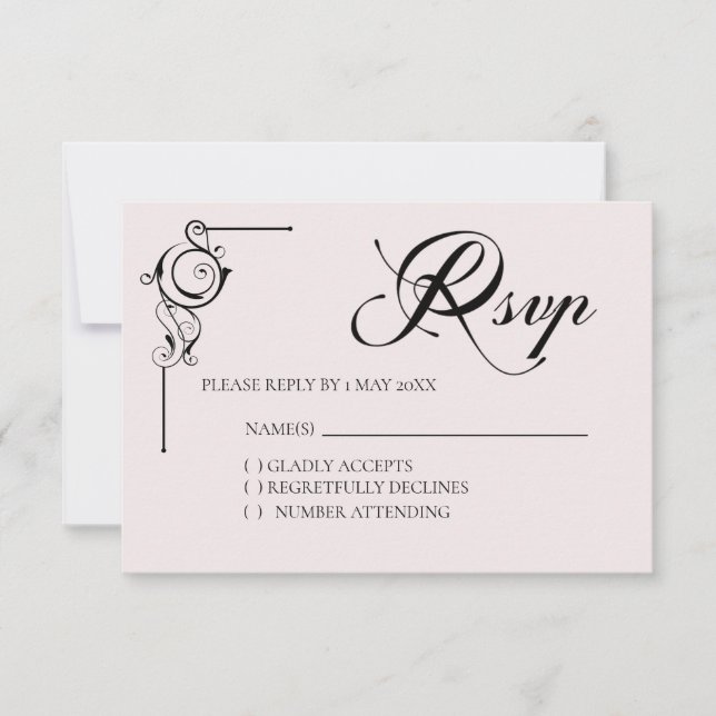 Cartão de RSVP de casamento simples (Frente)