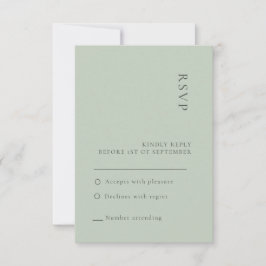 Cartão de RSVP de casamento simples em verde sage