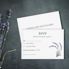 Cartão de RSVP de Casamento Simples Lavanda