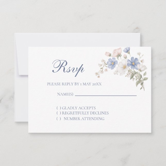 Cartão de RSVP de casamento Something Blue (Frente)