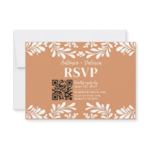 Cartão de RSVP de Casamento Terracota Talavera Mex