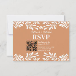 Cartão de RSVP de Casamento Terracota Talavera Mex