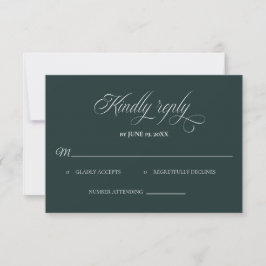 Cartão de RSVP de casamento verde escuro