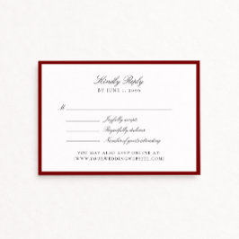 Cartão de RSVP de casamento Vermelho Intenso
