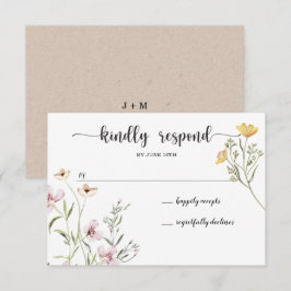 Cartão de RSVP de Casamento Wildflowers