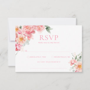 Cartão de RSVP de Chuveiro de Bebê Floral Peônia P