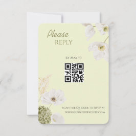 Cartão de RSVP de Código QR Botânico Verde Moderno