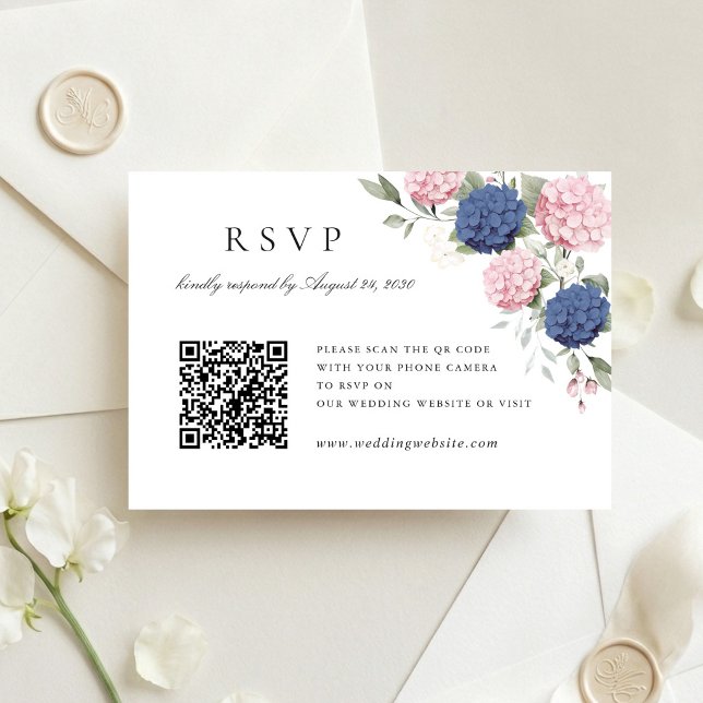 Cartão de RSVP de Código QR de Casamento com Hortê (Criador carregado)