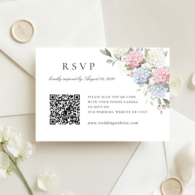Cartão de RSVP de Código QR de Casamento com Hortê (Criador carregado)
