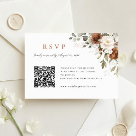 Cartão de RSVP de Código QR de Casamento com Verdu