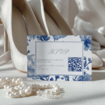 Cartão de RSVP de código QR de casamento em prata