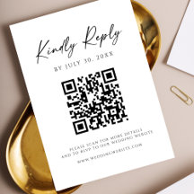 Cartão de RSVP de Código QR de Site Moderno