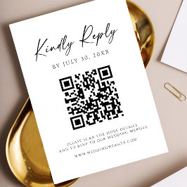 Cartão de RSVP de Código QR de Site Moderno